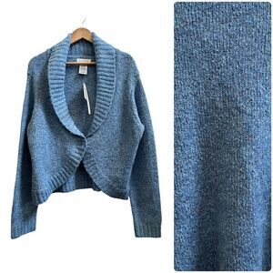 White Stag New Blue Snap Closure Shawl Collar Waist Length Sweater Size Large